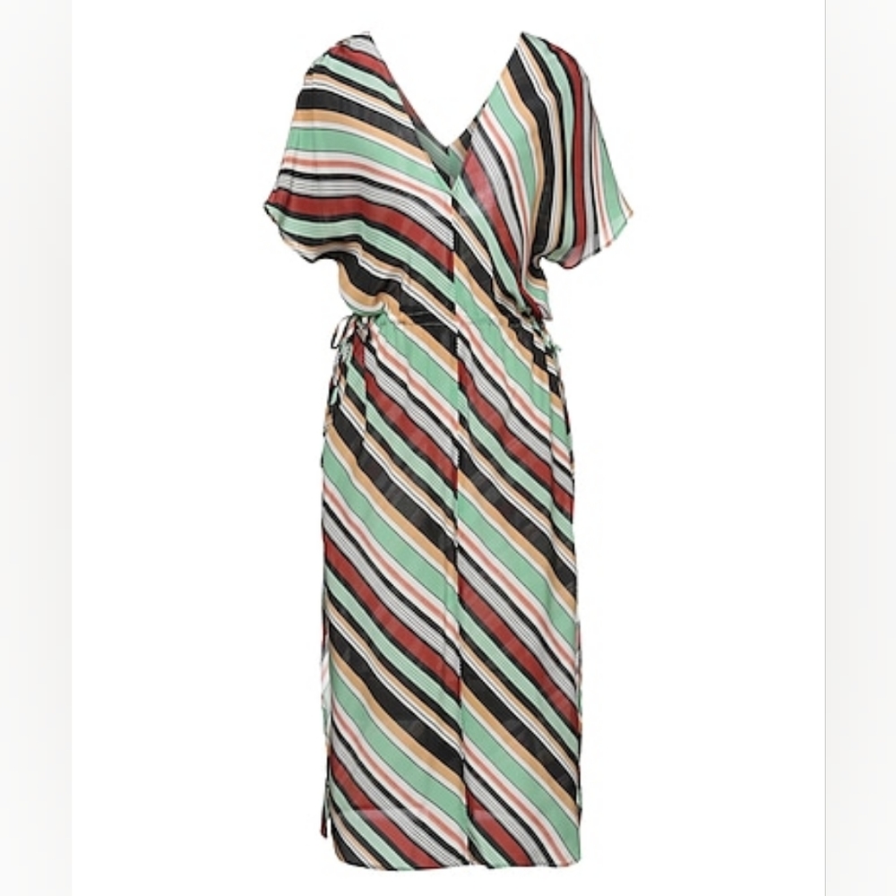 Alysi chocolate geo tie waist dress